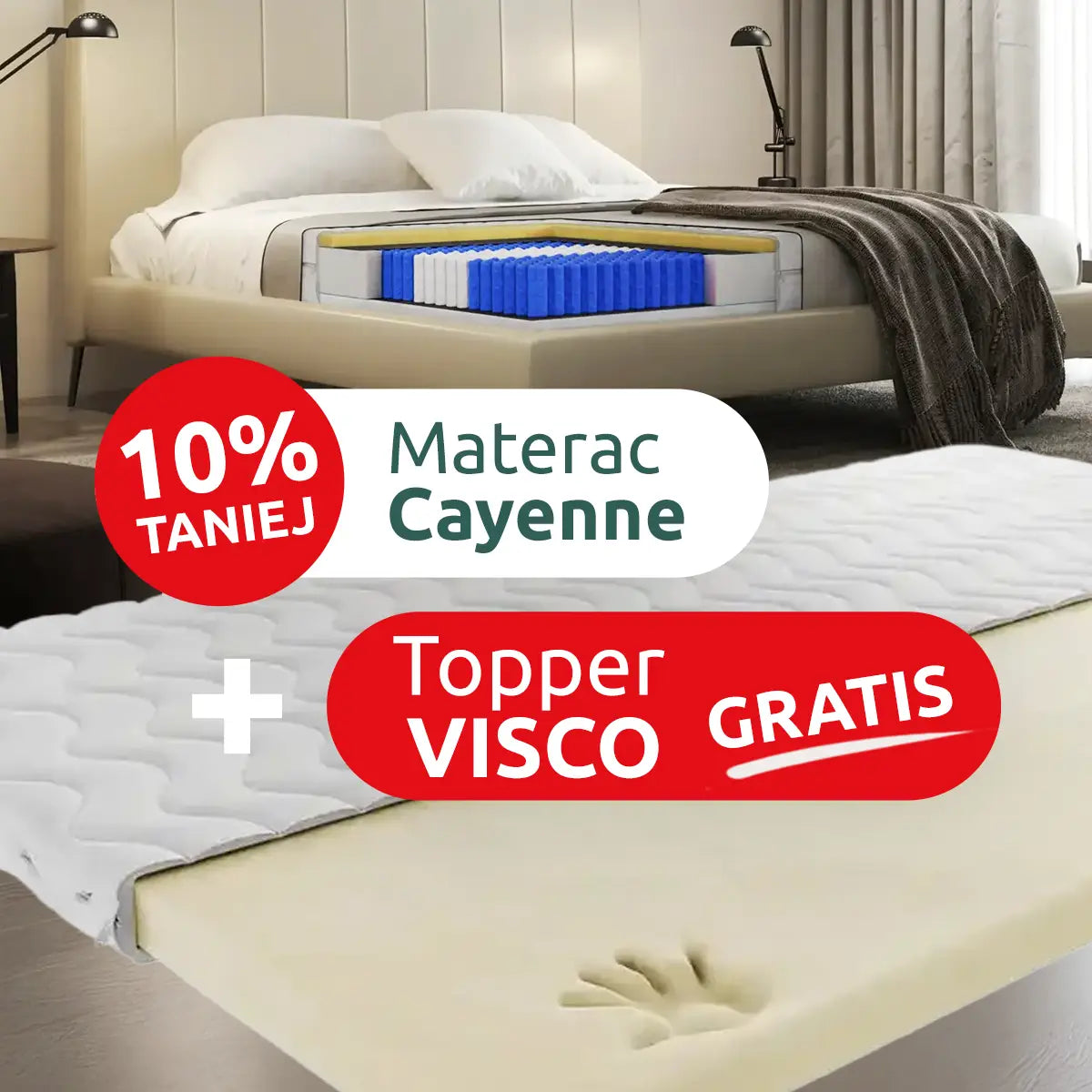 Materac Cayenne + Topper Visco GRATIS